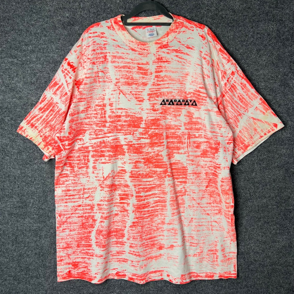 Vintage Body Glove T-Shirt Mens XL White Orange All Over Print Surf Tee